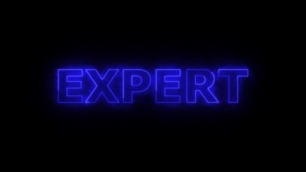 Expert Tekst Met Neon Gloeiende Geanimeerd Een Zwarte Achtergrond — Stockvideo
