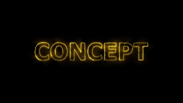 Neon Sign Word Concept Yellow Animated Black Background — Stock Video