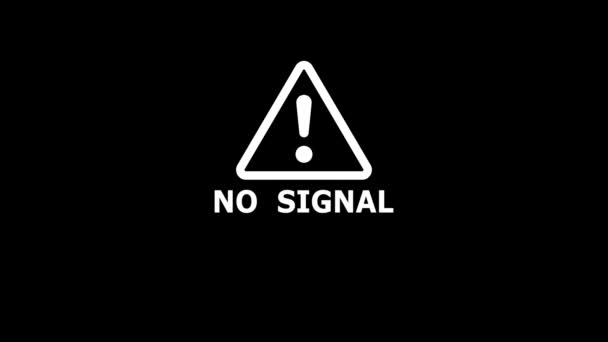 Černá Obrazovka Varovným Trojúhelníkem Signal Text Animovaný Černém Pozadí — Stock video
