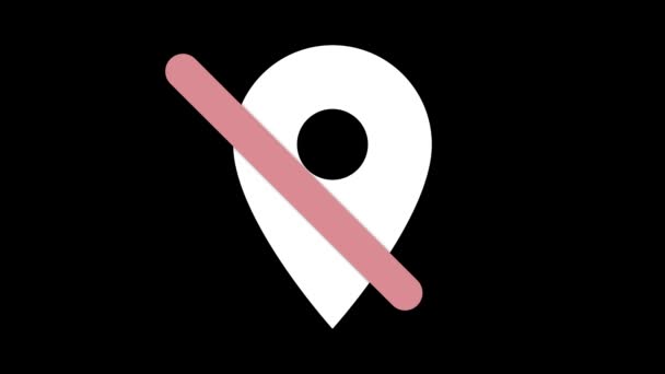 黑色背景上动画的禁止标志位置图标 — 图库视频影像