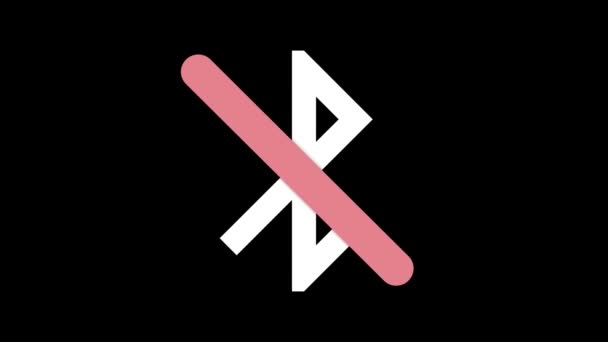 Prohibition Sign Bluetooth Icon Animated Black Background — Stock video