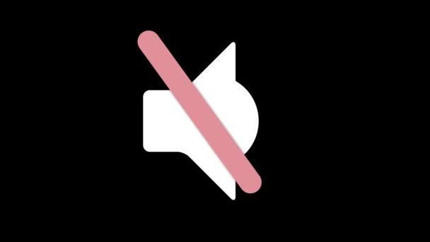 Verbod Teken Mute Pictogram Geanimeerd Zwarte Achtergrond — Stockvideo