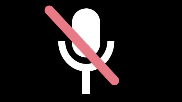 Muted Microphone Icon Animated Black Background Symbolizing Silence Censorship Audio — Stock Video