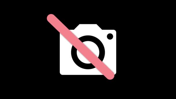 Значок Заборони Камери Анімований Чорному Тлі — стокове відео