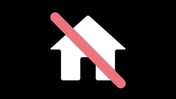 带有红色斜线的房子 在黑色背景上被动画化 — 图库视频影像