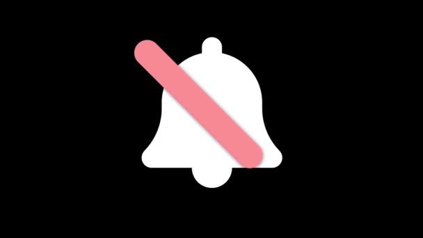 Silent Notification Icon Pink Slash Animated Black Background — Stock Video