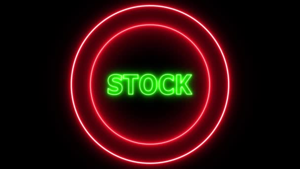 Stock Text Neonově Zářícím Kruhem Animovaný Černém Pozadí — Stock video
