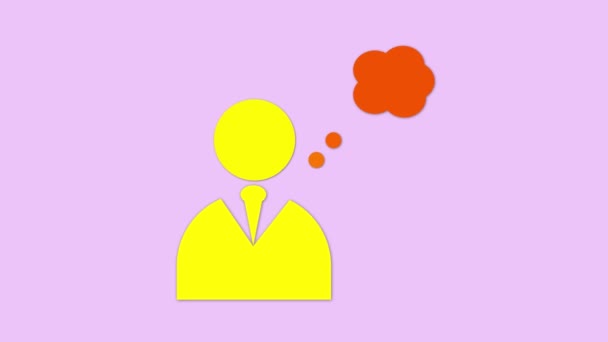 一个有灯泡的人认为泡泡图标是粉色背景的动画 — 图库视频影像