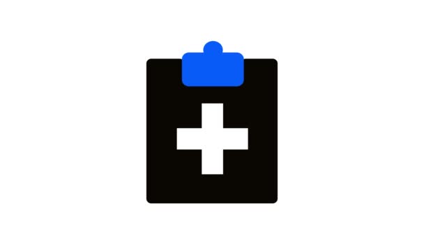 Minimalistisch Medisch Klembord Icoon Met Een Wit Kruis Blauwe Clip — Stockvideo
