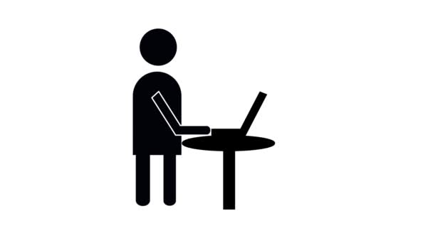 Persoon Die Aan Een Laptop Werkt Aan Een Bureau Geanimeerd — Stockvideo
