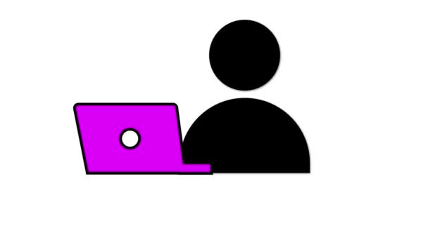 Osoba Pracująca Laptop Animowany Białym Tle — Wideo stockowe