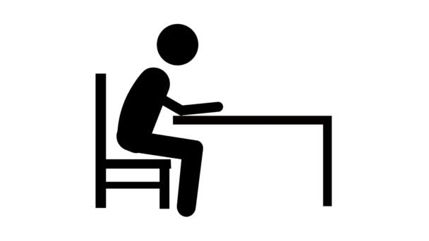 Person Die Einem Laptop Schreibtisch Arbeitet Animiert Auf Weißem Hintergrund — Stockvideo
