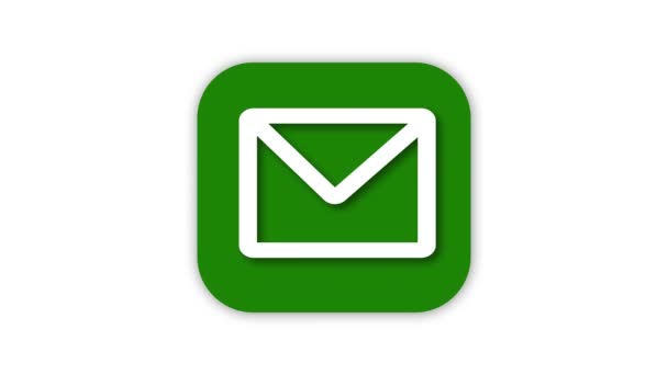 Зелена Піктограма Електронної Пошти Анімованими Білому Тлі — стокове відео