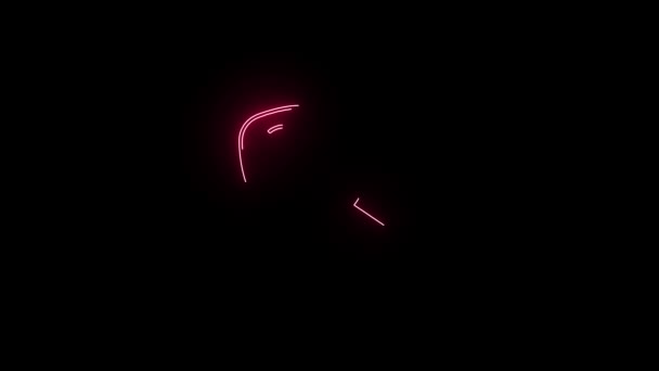 Neon Pink Spoon Icon Animated Dark Background — стоковое видео