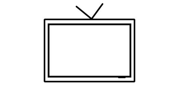 Conjunto Televisão Ícone Animado Fundo Branco — Vídeo de Stock