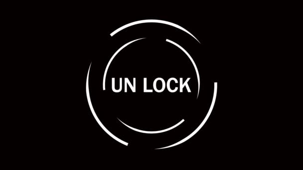 Egy Minimalista Fekete Fehér Grafika Benne Lock Szóval Körkörös Kivitelben — Stock videók