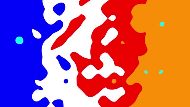 Абстрактний Дизайн Фарби Яскравими Синіми Червоними Помаранчевими Кольорами Анімованими Білому — стокове відео