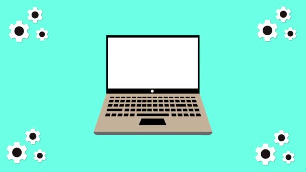 Laptop Med Användarikon Och Dollar Tecken Tal Bubbla Animerad Cyan — Stockvideo