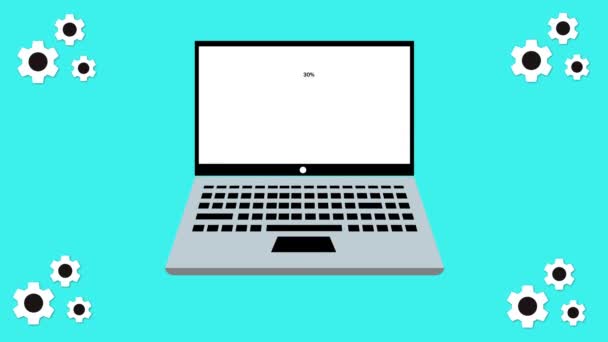 屏幕动画青色背景提供30 Eid的笔记本电脑 — 图库视频影像