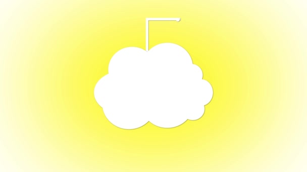 Conceito Computação Nuvem Abstrata Com Ícones Animados Fundo Gradiente Amarelo — Vídeo de Stock