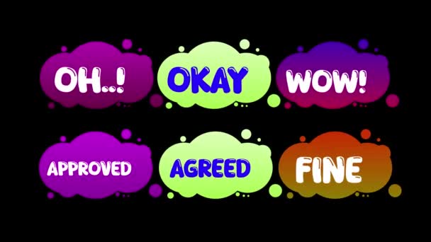 Colorful Text Bubble Design Animated Black Background — Video