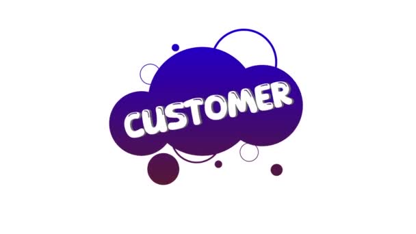 Colorful Speech Bubble Word Customer Animated White Background — Stock Video