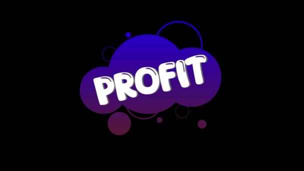Text Profit White Purple Speech Bubble Animated Black Background — Video