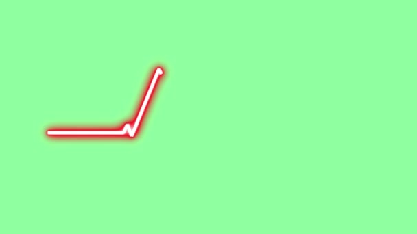 Neon Rosa Glödande Linje Grafen Animerad Grön Bakgrund — Stockvideo
