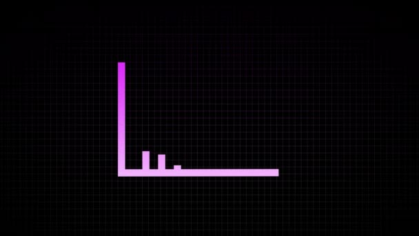 Neon Pink Bar Graph Animated Dark Grid Background — Stock Video
