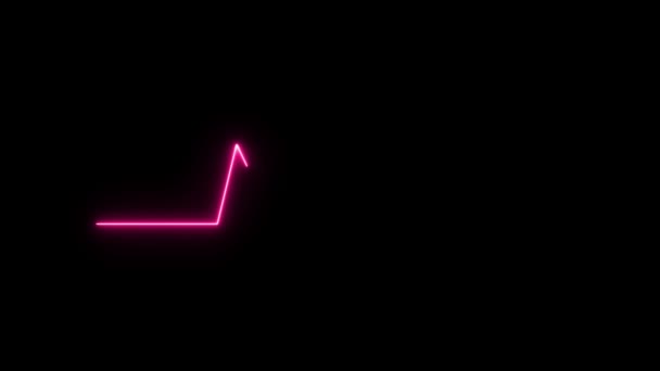 Siyah Bir Arkaplanda Neon Pembe Parlayan Çizgi Grafiği — Stok video