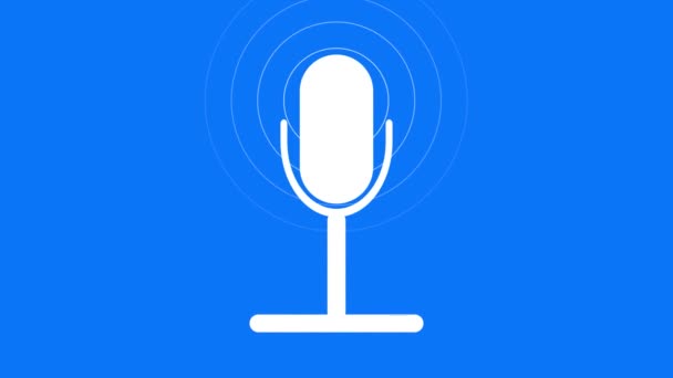 Icona Del Microfono Animata Sfondo Blu — Video Stock