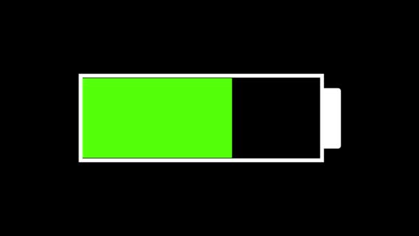 Низкий Значок Батареи Красным Индикатором Анимирован Черном Фоне — стоковое видео