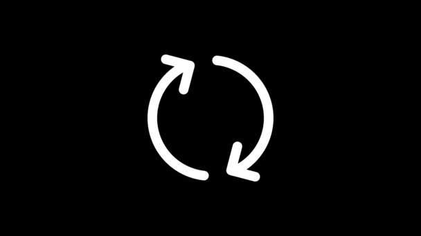 White Refresh Icon Animated Black Background — стоковое видео
