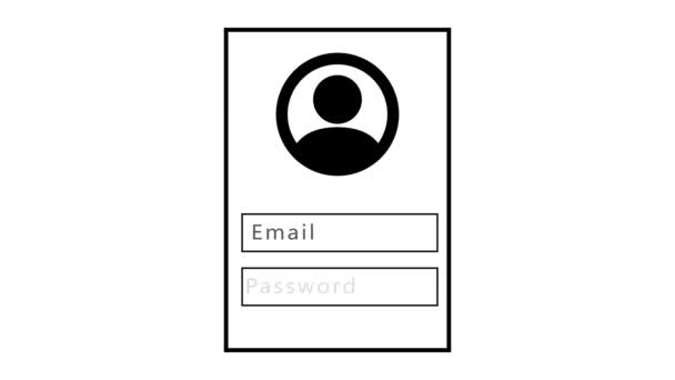 Design Semplice Dell Interfaccia Accesso Con Campi Mail Password Icona — Video Stock