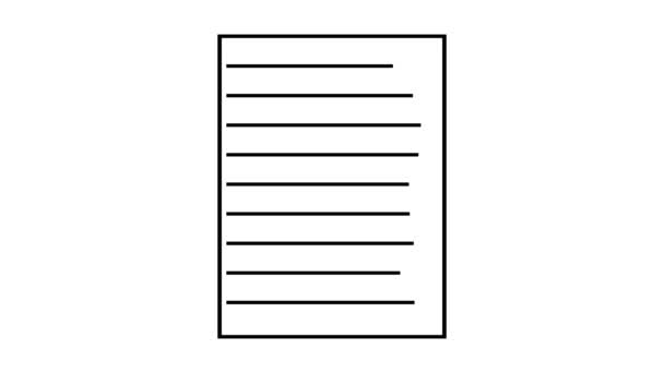 白い背景にアニメーションされたシンプルな黒い線のブランクの並べられたペーパー シートのアイコン — ストック動画