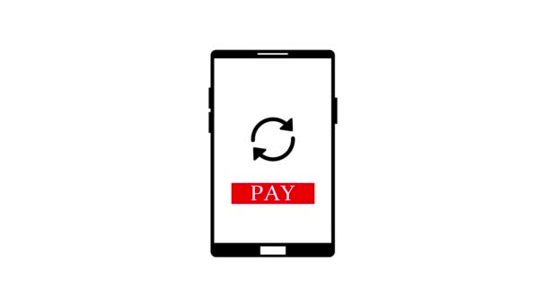 Smartphone Com Ícone Confirmação Pagamento Animado Fundo Branco — Vídeo de Stock