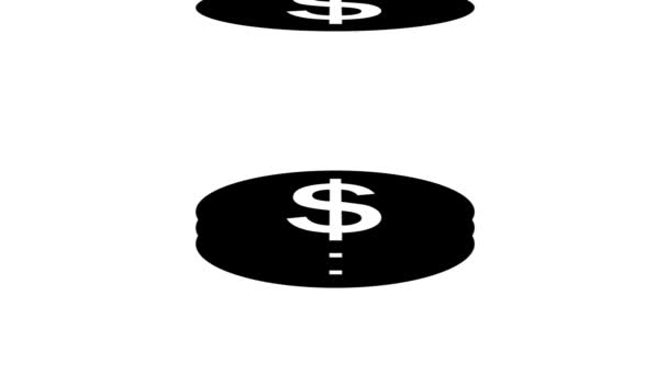 Monety Znakiem Dolara Pojedyncze Animowane Białym Tle — Wideo stockowe