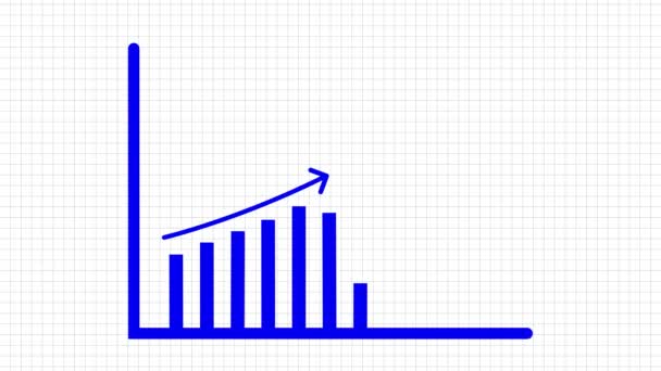 Icono Barra Gráfico Azul Animado Sobre Fondo Azul — Vídeos de Stock