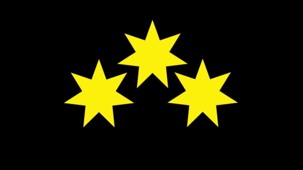Trzy Żółte Gwiazdy Animowane Czarnym Tle — Wideo stockowe