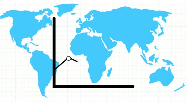 Conceito Crescimento Negócios Global Animado Com Mapa Mundo Gráfico Tendência — Vídeo de Stock