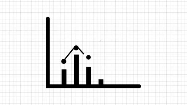 Liniendiagramm Symbol Animiert Auf Weißem Hintergrund — Stockvideo