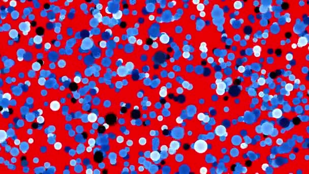 Fondo Rojo Abstracto Con Puntos Dispersos Azules Blancos Animados — Vídeo de stock