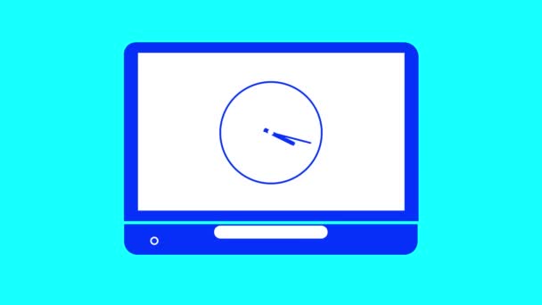 Піктограма Ноутбука Годинника Анімовані Барвистому Фоні — стокове відео