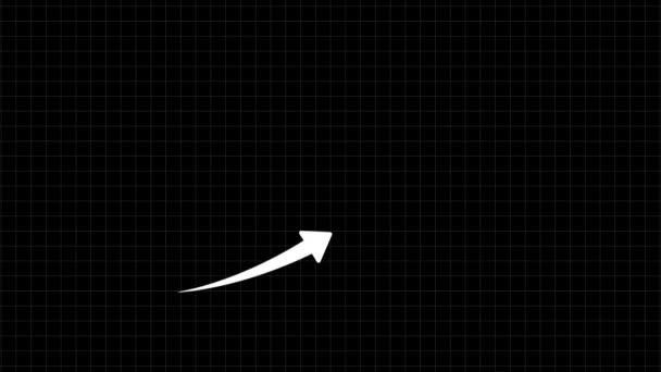 White Upward Arrow Animated Black Grid Background — Stock Video