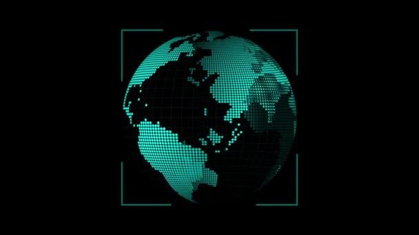 Globo Digital Con Textura Código Binario Animado Sobre Fondo Oscuro — Vídeos de Stock