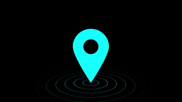 Animated Colorful Location Icon Black Background — Stock Video