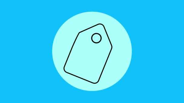Εικονίδιο Ετικέτα Τιμή Σύμβολο Δολάριο Κινουμένων Σχεδίων Μπλε Φόντο — Αρχείο Βίντεο