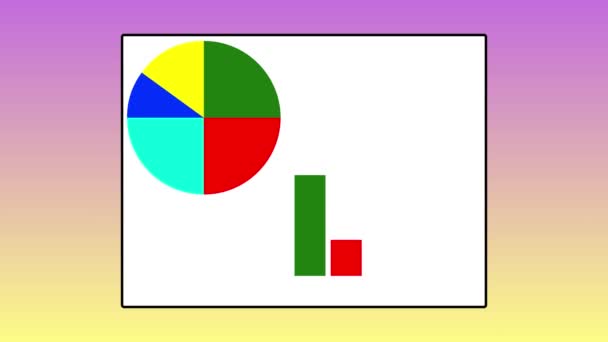 Diagramme Circulaire Coloré Graphique Barres Animés Sur Fond Blanc Avec — Video