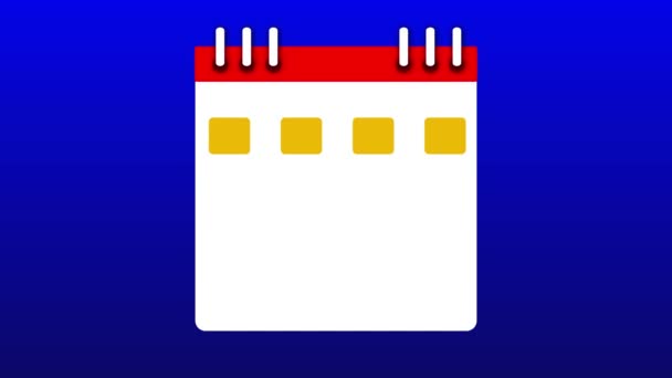 Kalendersymbol Mit Datum Und Vorhängeschloss Symbol Animiert Auf Blauem Hintergrund — Stockvideo