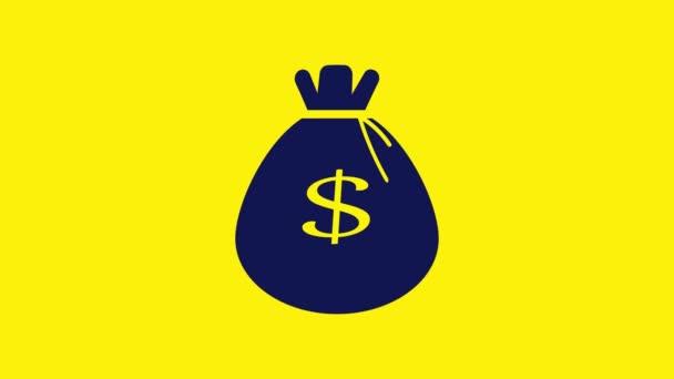 Грошова Сумка Знаком Долара Анімований Яскраво Жовтому Тлі — стокове відео